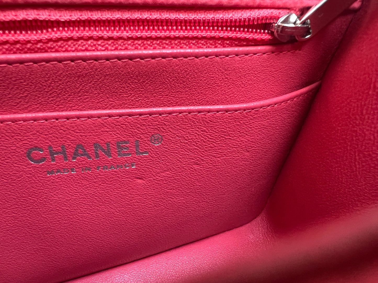 Chanel Square Mini Classic Flap in Coral Red Suede Caviar
