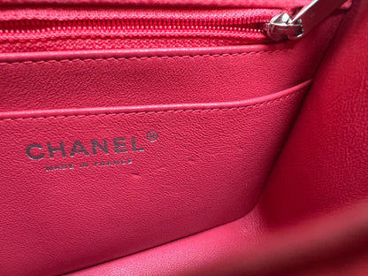 Chanel Square Mini Classic Flap in Coral Red Suede Caviar