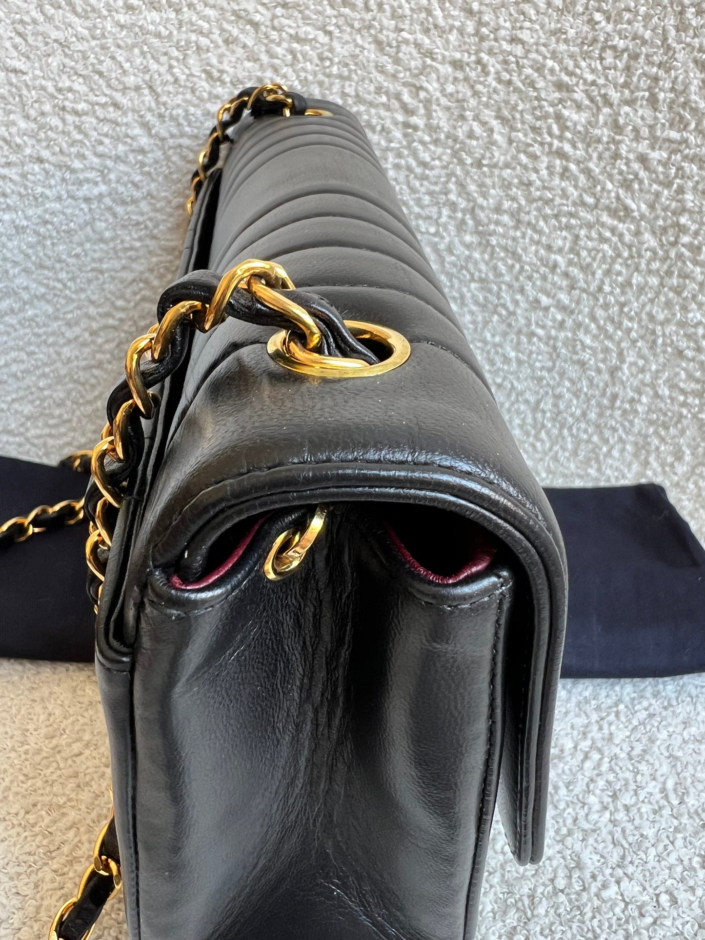 Chanel Medium Black Vertical Quilted Lambskin Vintage Classic Flap Bag with 24K gold hardware