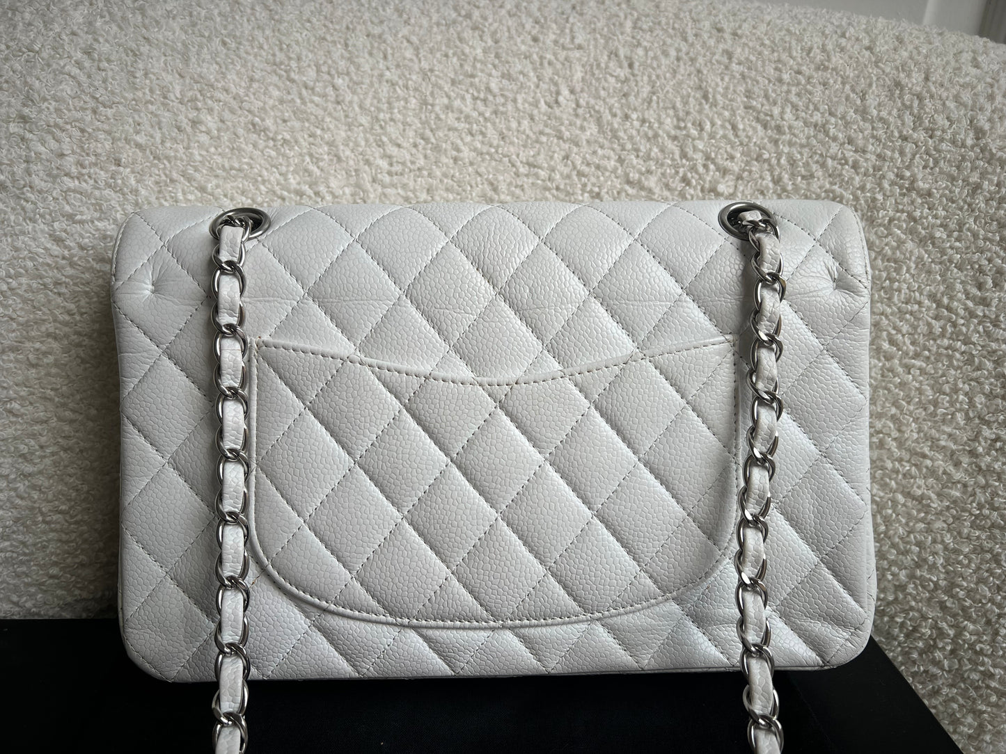 Chanel Medium Classic Flap in White Caviar (RRP £9090)