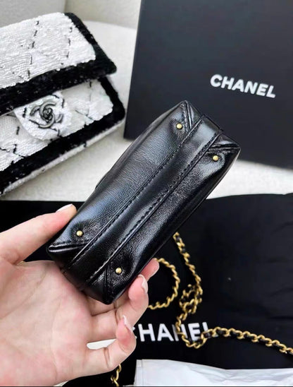 Chanel 24A Black Shiny Lambskin Cocodoc Mini Bag