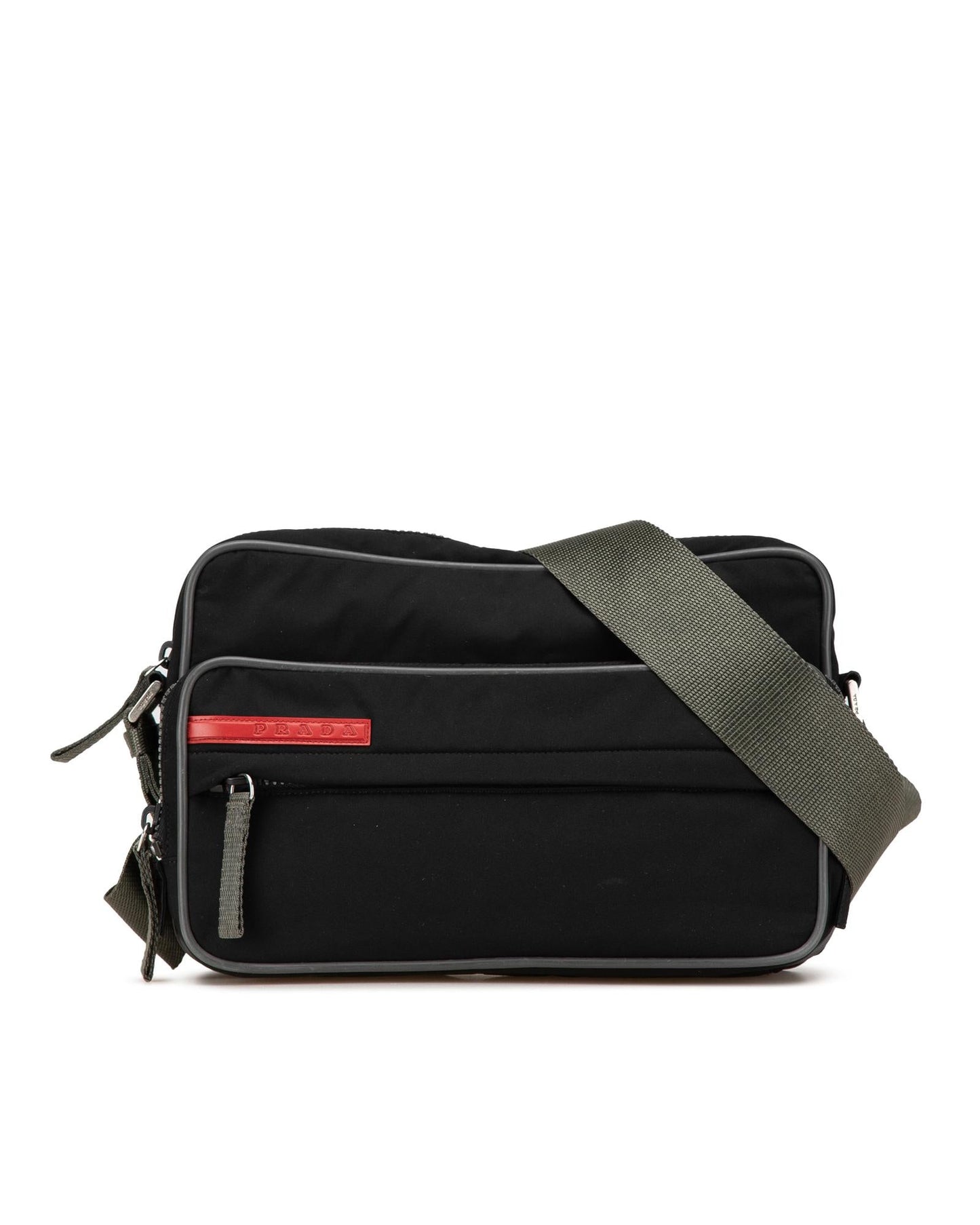 Nylon Front Pocket Crossbody Bag with Adjustable Strap and Zip Closures