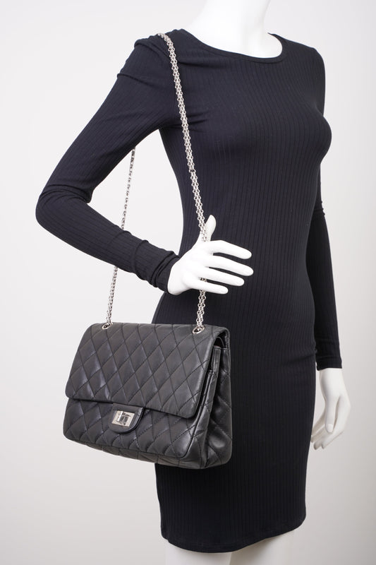 Chanel 2 55 Reissue Flap Black Calfskin Leather