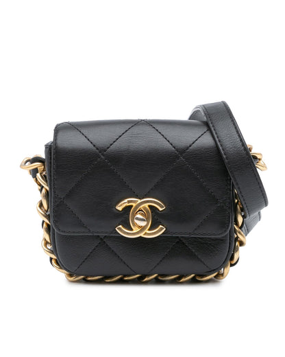 Quilted Leather Chain Flap Crossbody Bag