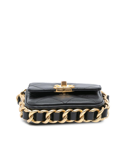 Quilted Leather Chain Flap Crossbody Bag