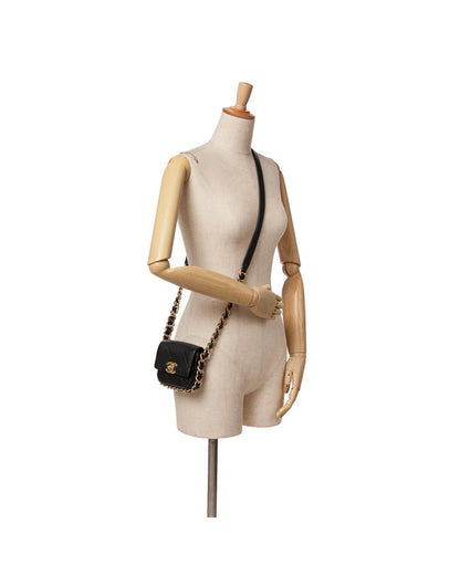 Quilted Leather Chain Flap Crossbody Bag
