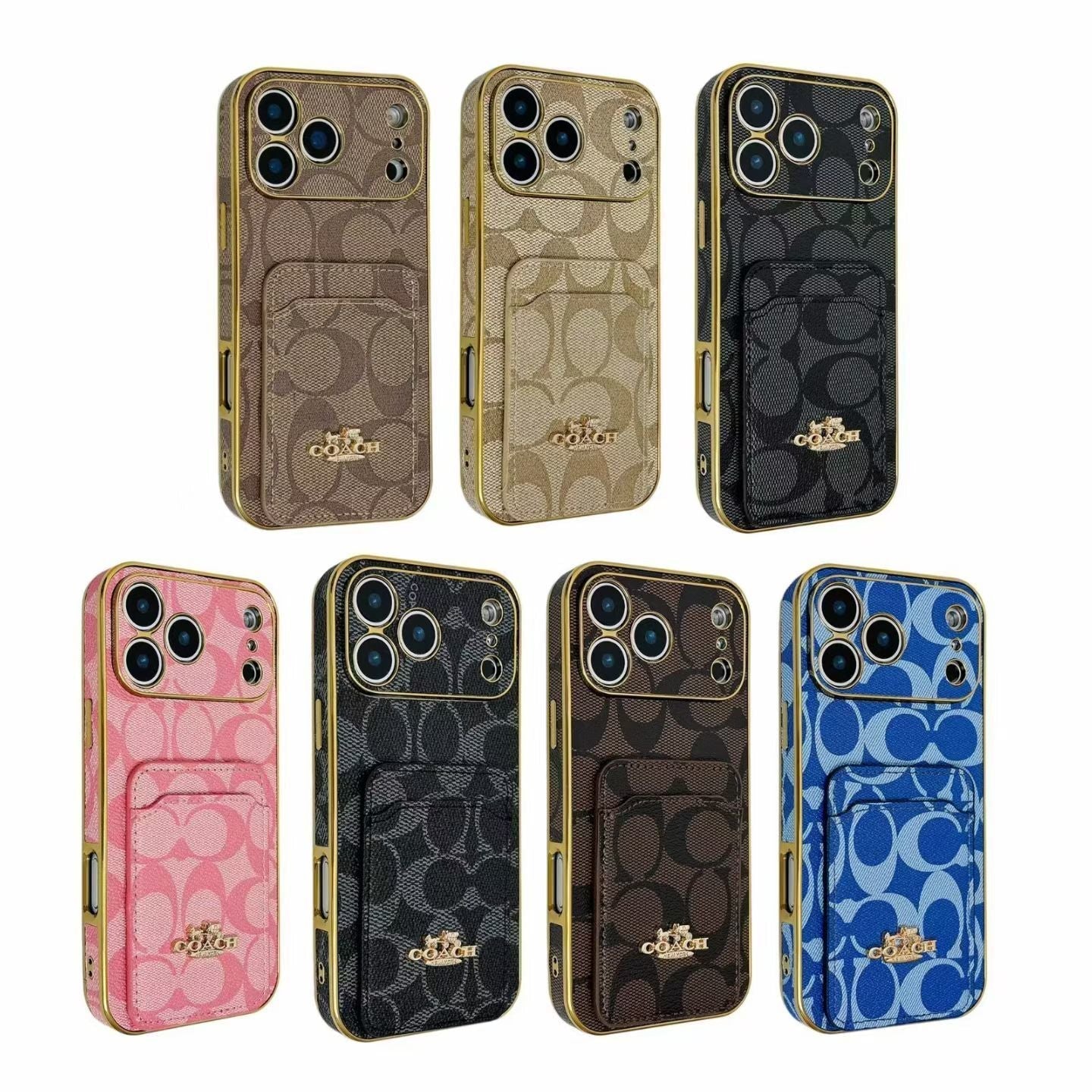 Electroplated Coach Card Holder Phone Case for iPhone