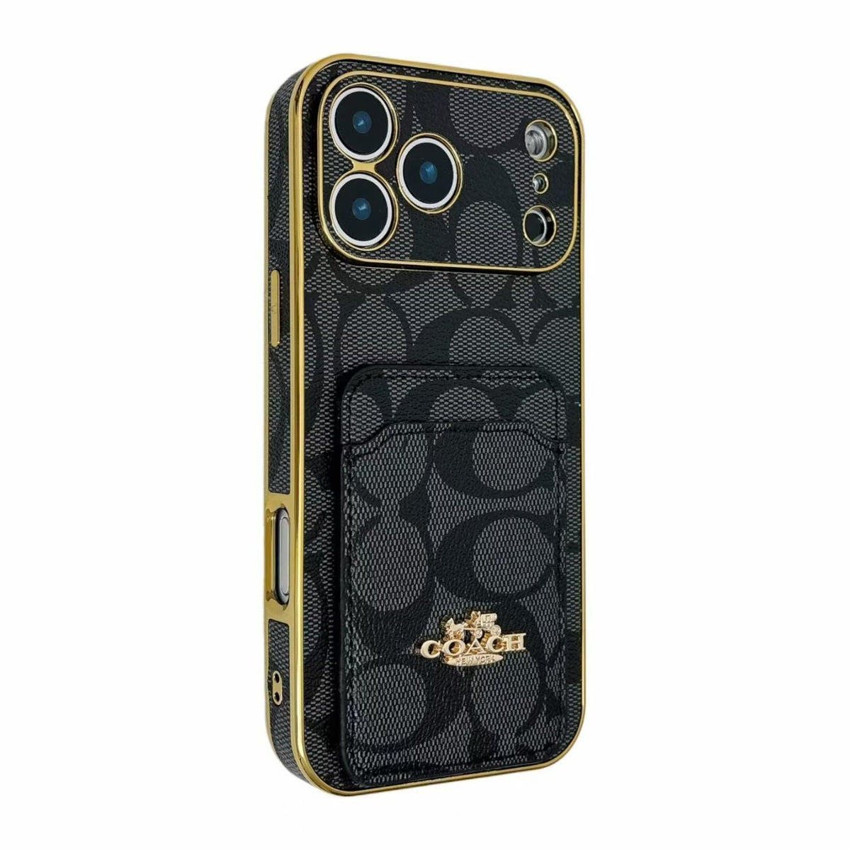 Electroplated Coach Card Holder Phone Case For Iphone 13-17 / Pro / Pro Max / Plus / Air / 18 Pro / 18 Pro Max
