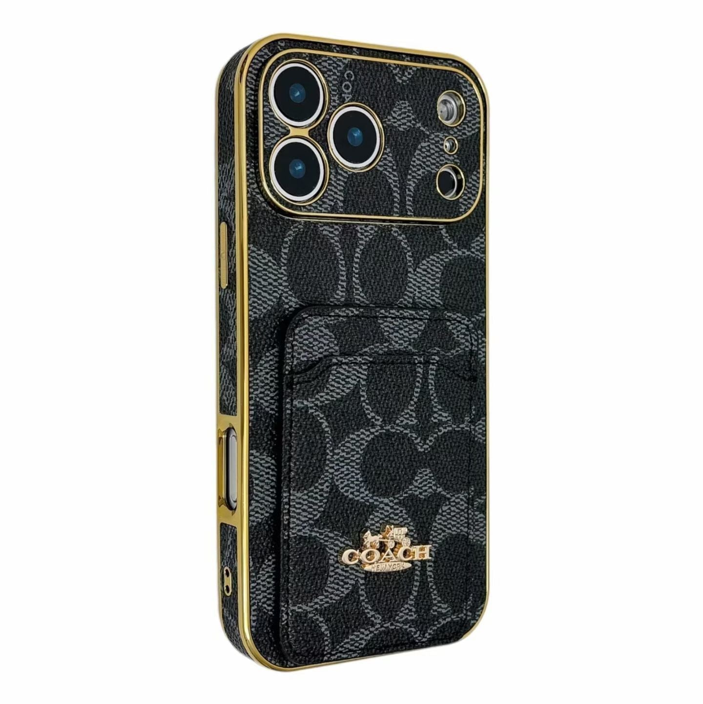 Electroplated Coach Card Holder Phone Case for iPhone