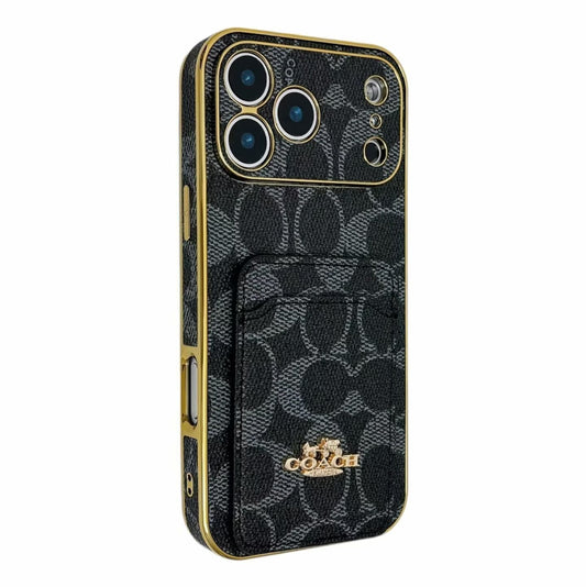 Electroplated Coach Card Holder Phone Case for iPhone