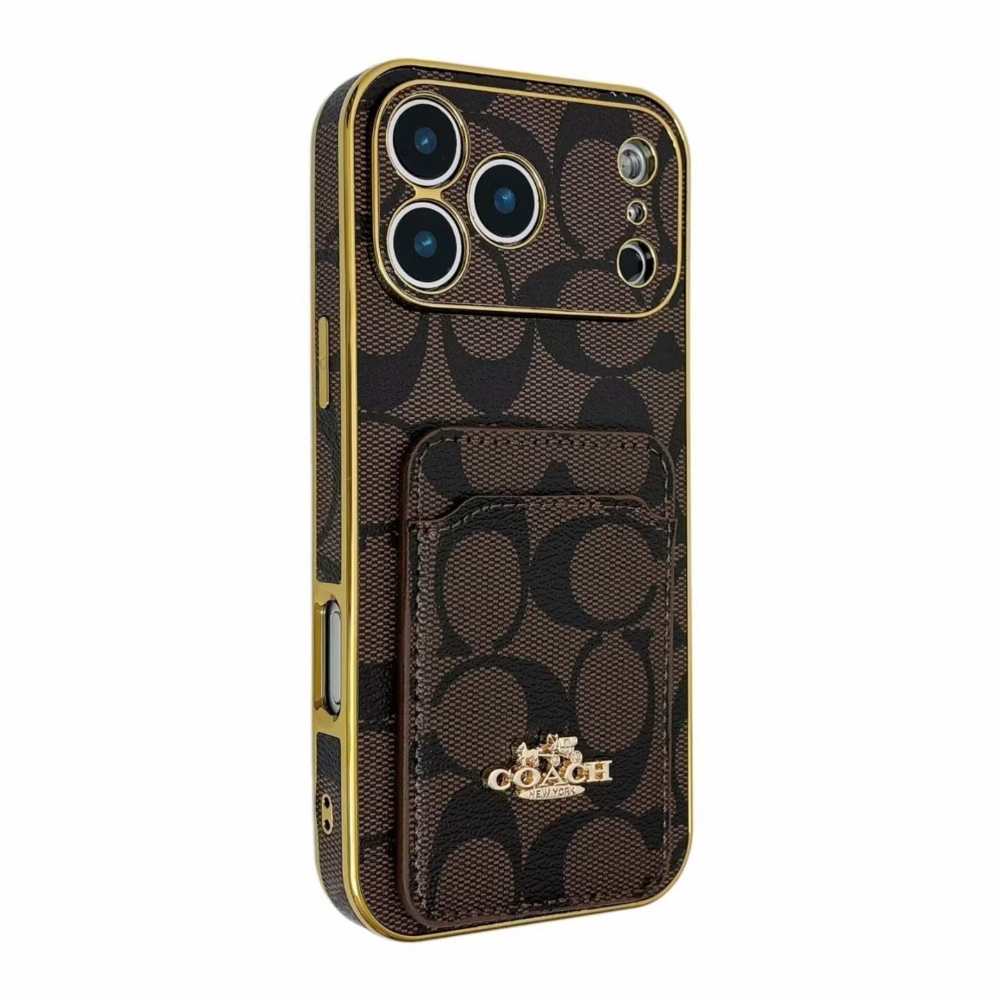 Electroplated Coach Card Holder Phone Case for iPhone