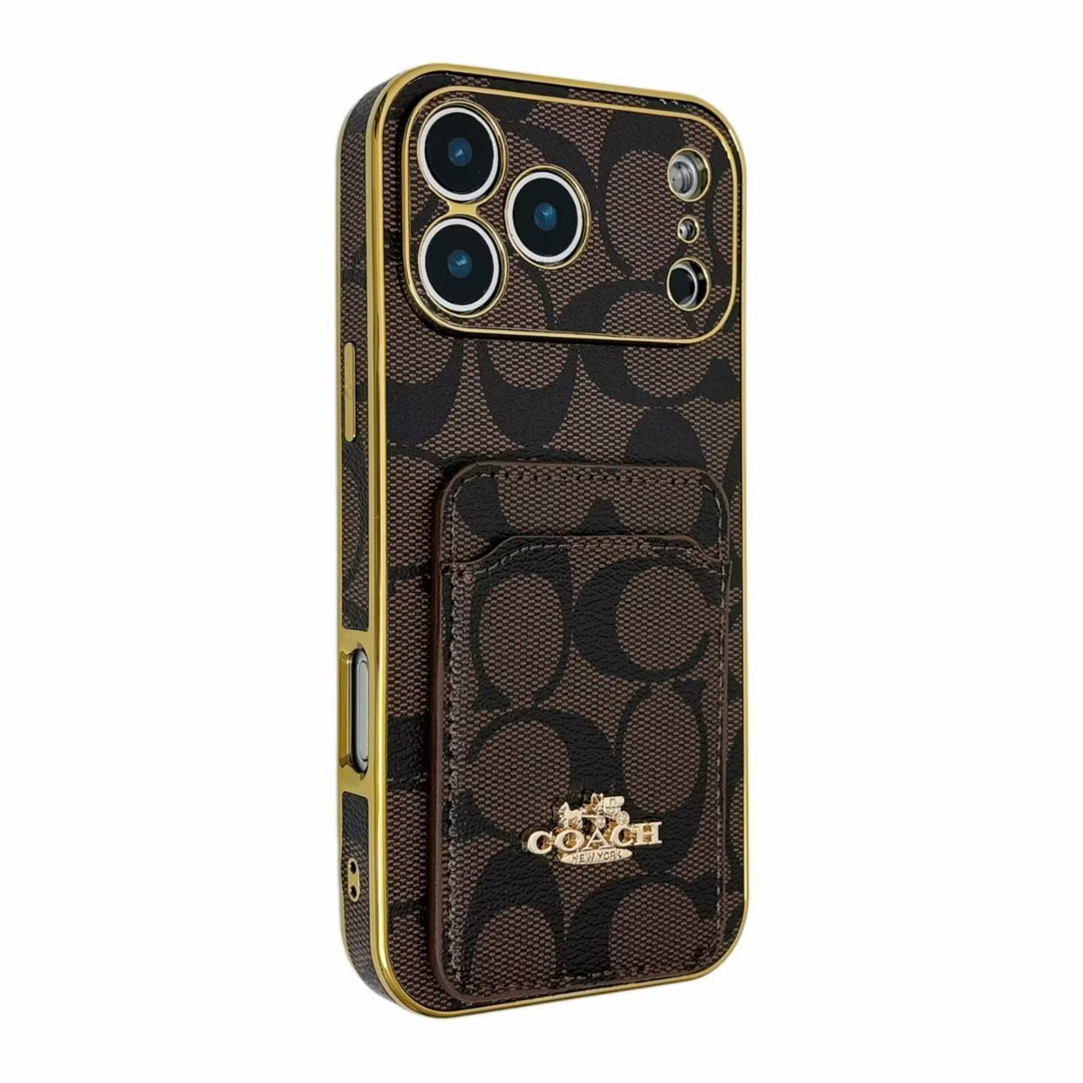 Electroplated Coach Card Holder Phone Case For Iphone 13-17 / Pro / Pro Max / Plus / Air / 18 Pro / 18 Pro Max