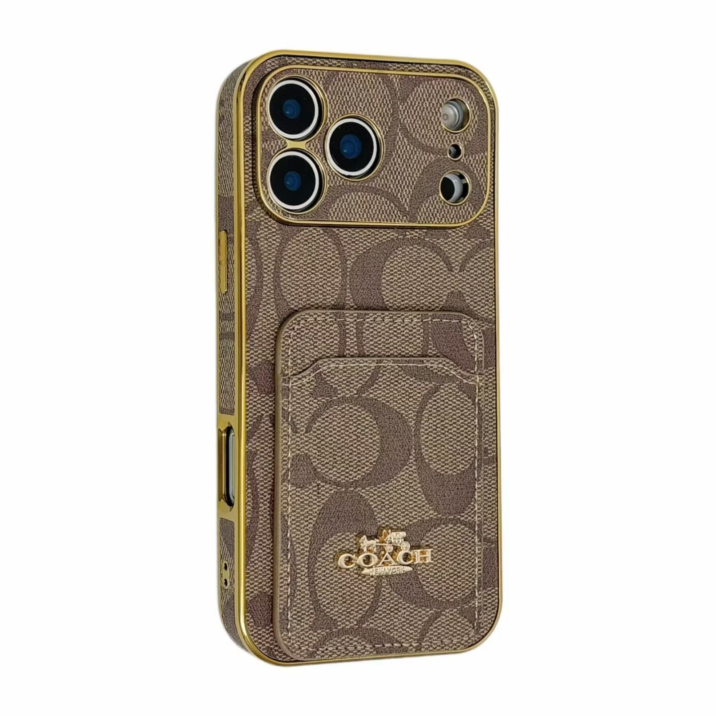 Electroplated Coach Card Holder Phone Case for iPhone