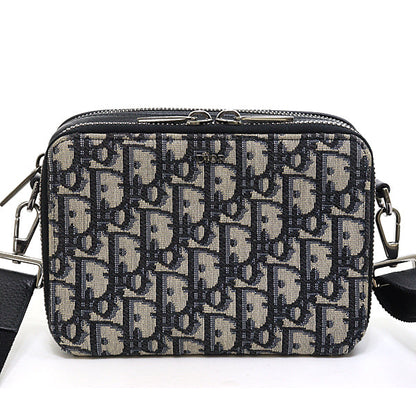 Dior Shoulder Bag 2OBBC119 Jacquard Navy Oblique With Strap Zip Pouch