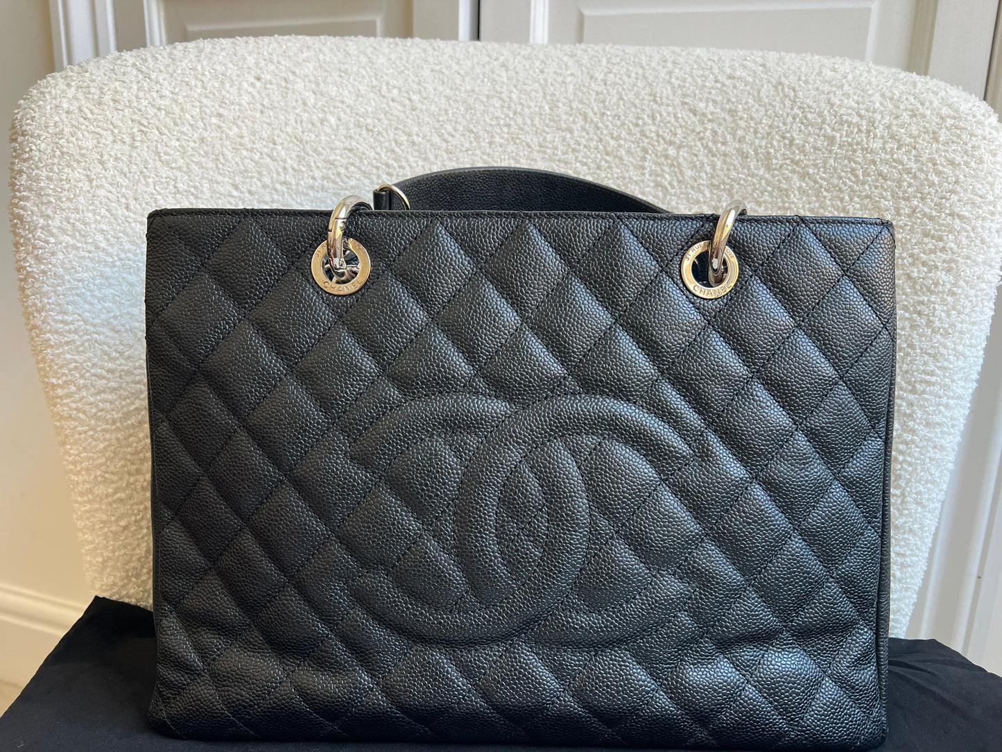 Chanel Black Caviar Grand Shopper Tote (GST) Silver Hardware