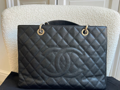 Chanel Black Caviar Grand Shopper Tote (GST) Silver Hardware