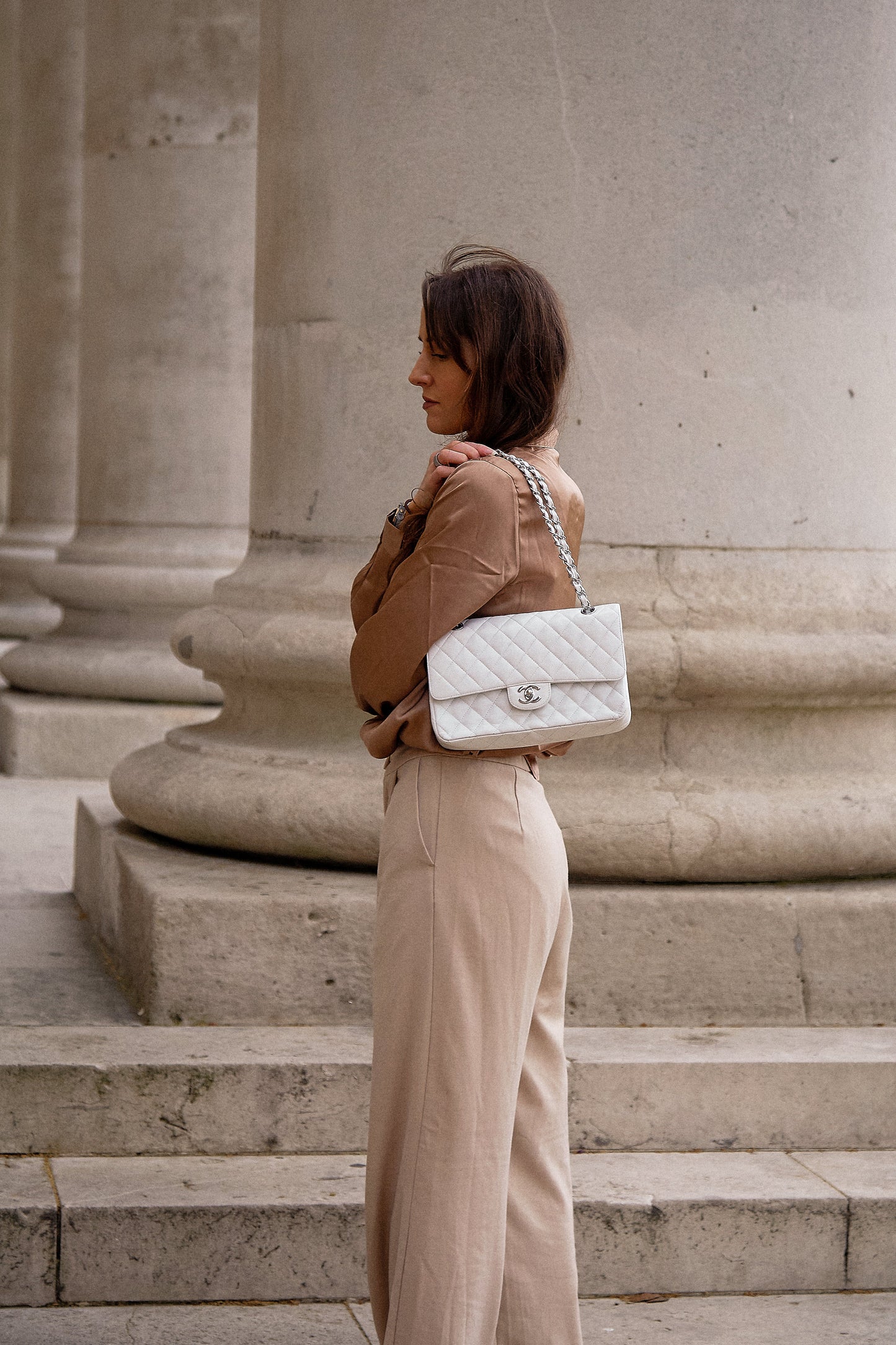 Chanel Medium Classic Flap in White Caviar (RRP £9090)
