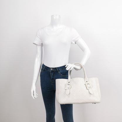Dior Cannage Leather Tote Bag White 2005 with Silver Hardware