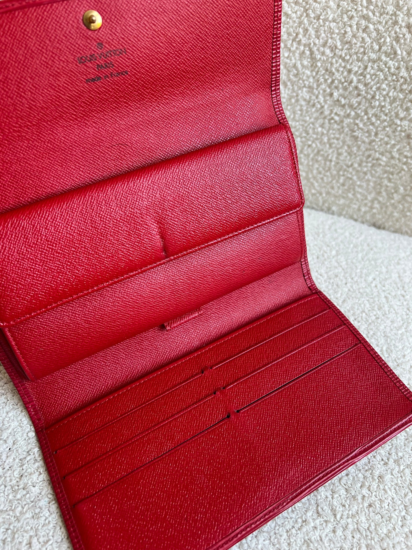 Louis Vuitton Sarah Continental Flap Wallet in Red Epi