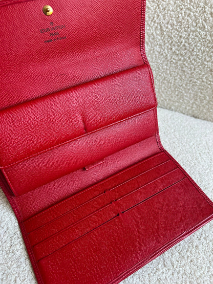 Louis Vuitton Sarah Continental Flap Wallet in Red Epi