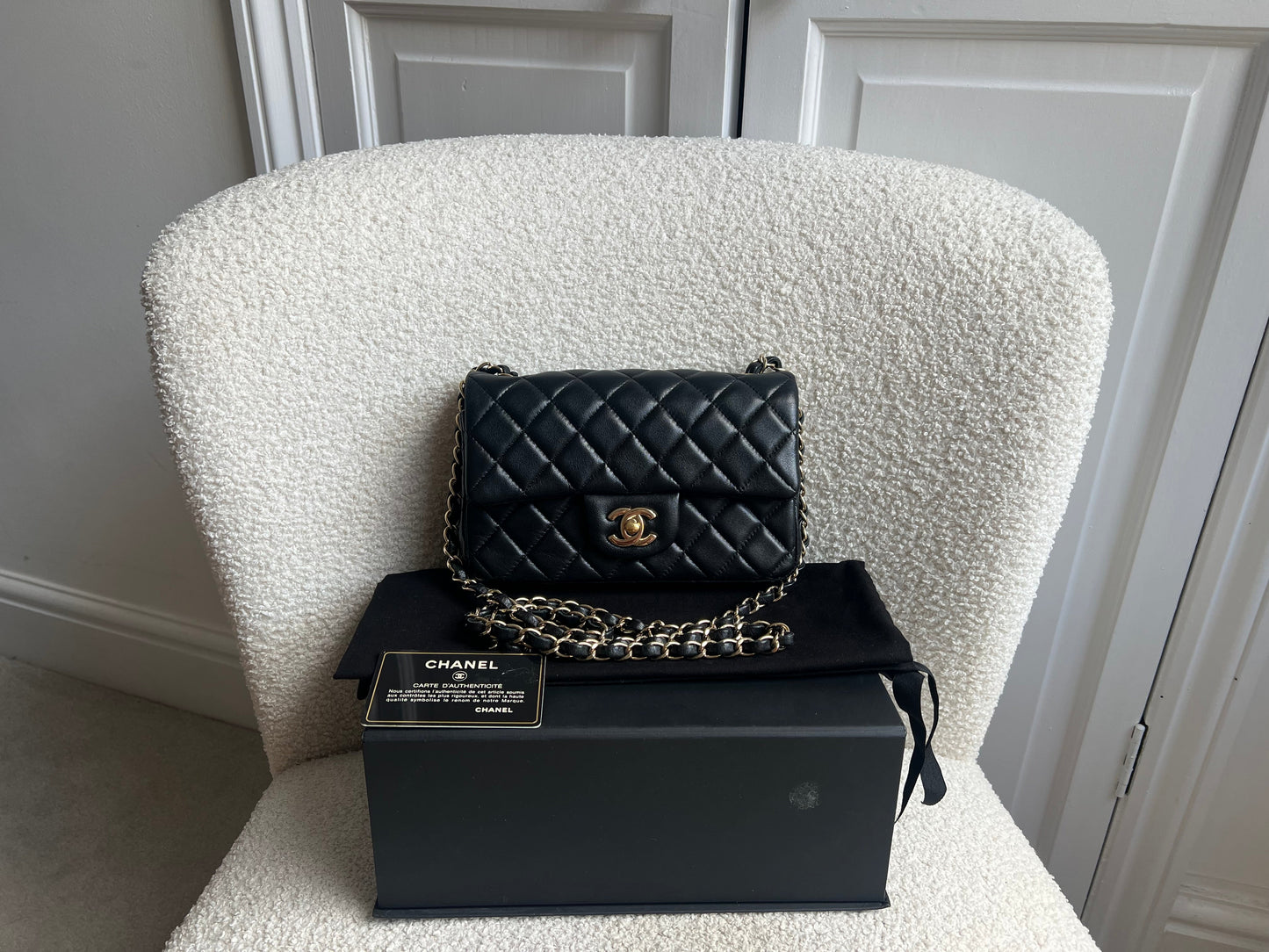 Chanel Mini Rectangular Classic Flap in Black Lambskin (RRP £4,390)