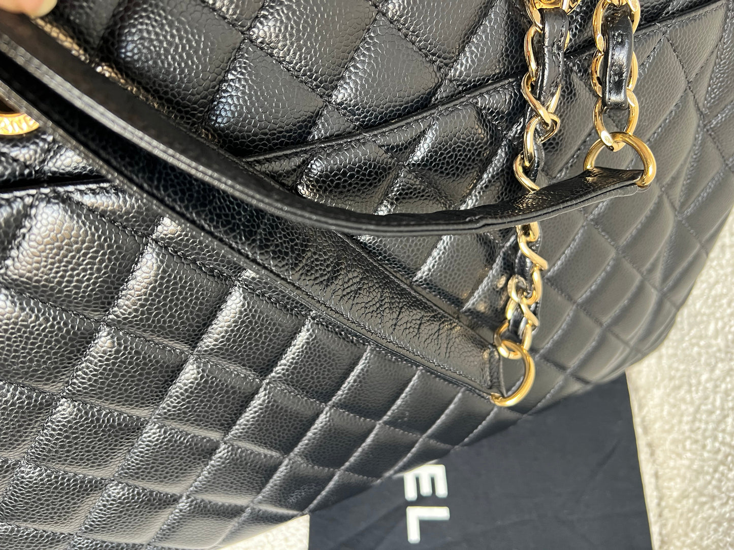 Chanel XL Black Caviar Grand Shopper Tote Gold Hardware (GST)