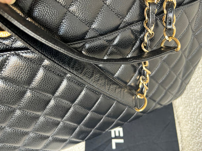 Chanel XL Black Caviar Grand Shopper Tote Gold Hardware (GST)