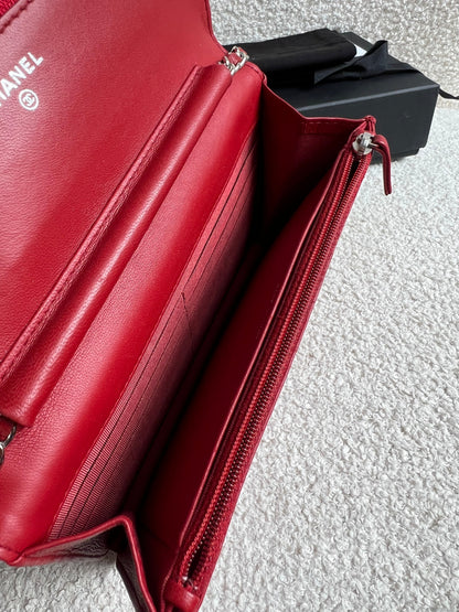 Chanel Red Lambskin Wallet on Chain (RRP £2,930)