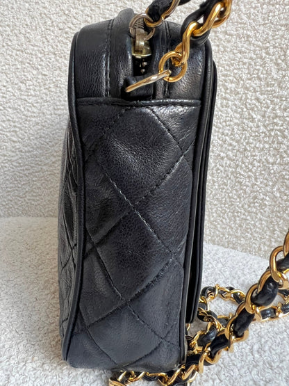 Chanel Vintage Black Lambskin Camera Bag with 24k Gold Hardware