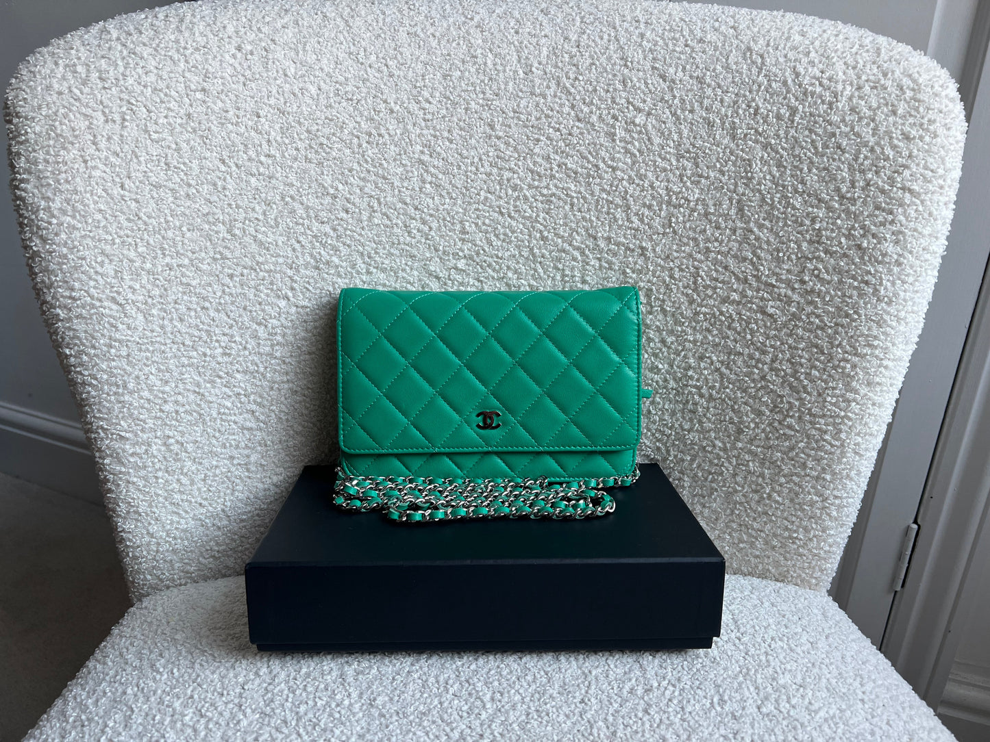 Chanel Turquoise Lambskin Wallet on Chain (RRP £2,930)