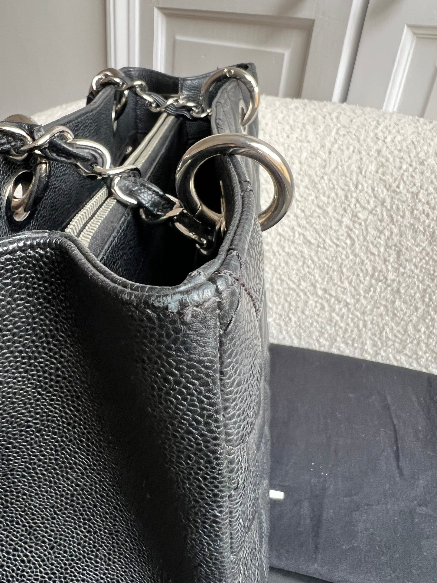 Chanel Black Caviar Grand Shopper Tote (GST) Silver Hardware