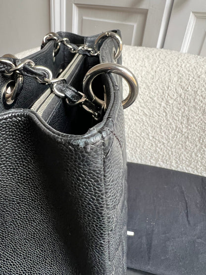 Chanel Black Caviar Grand Shopper Tote (GST) Silver Hardware