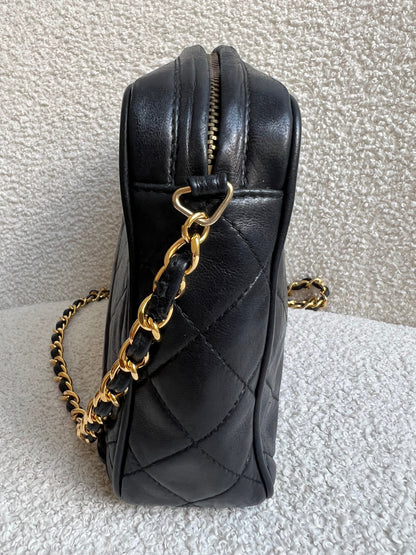 Chanel Vintage Black Lambskin Camera Bag with 24k Gold Hardware