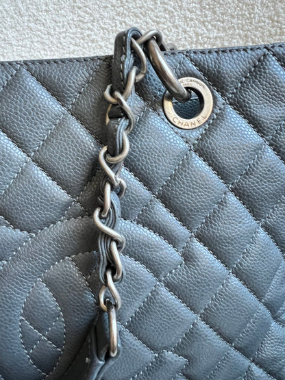Chanel Grey Caviar Grand Shopper Tote (GST) Silver Hardware
