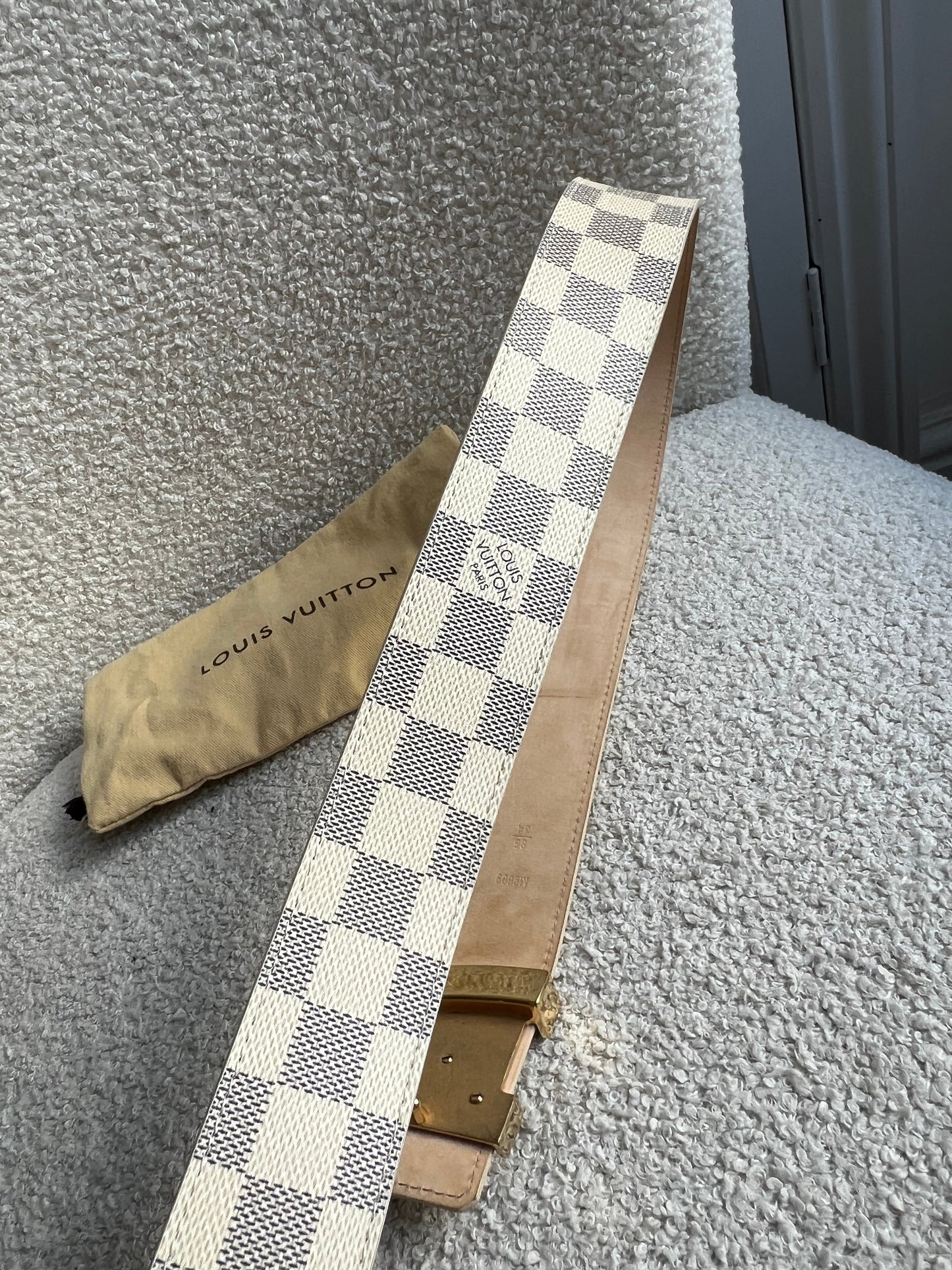 Louis Vuitton Initials Belt Damier Azur Size 85