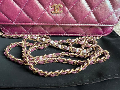 Chanel Iridescent Purple Lambskin Wallet on Chain