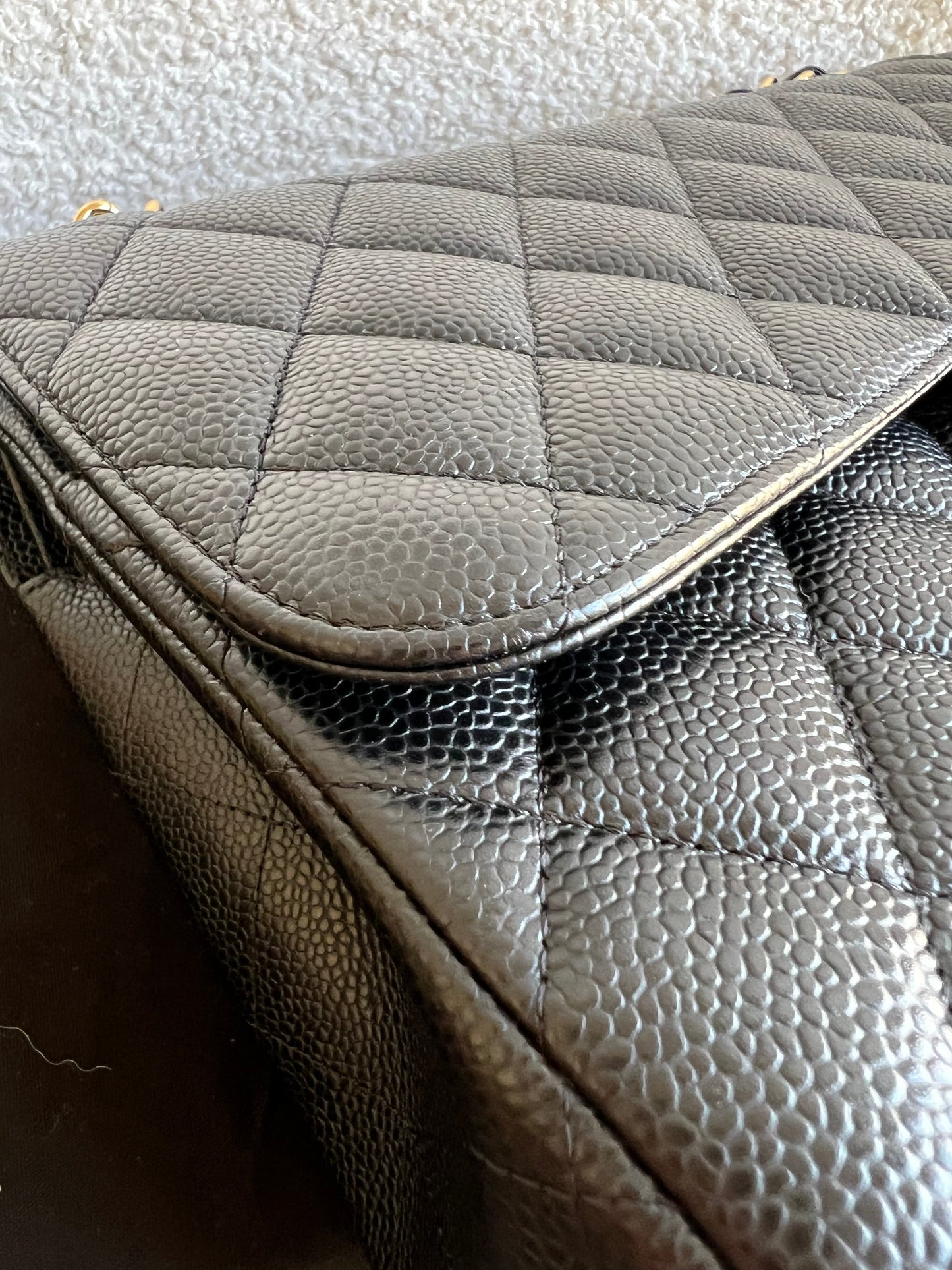 Chanel Jumbo Double Flap in Black Caviar with gold hardware (RRP £9830)
