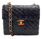 Chanel Flap 90S Mini Wicker Straw Classic Black Rattan Cross Body Bag