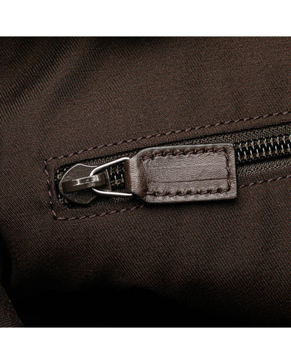 Canvas Crossbody Bag with Leather Trim and Adjustable Strap
