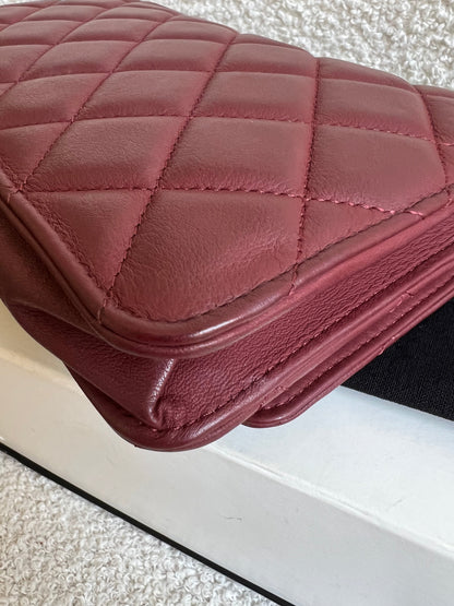 Chanel Burgundy Lambskin Wallet on Chain