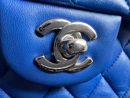 Chanel Medium Classic Flap in Cobalt Blue Lambskin with silver hardware (RRP £9090)