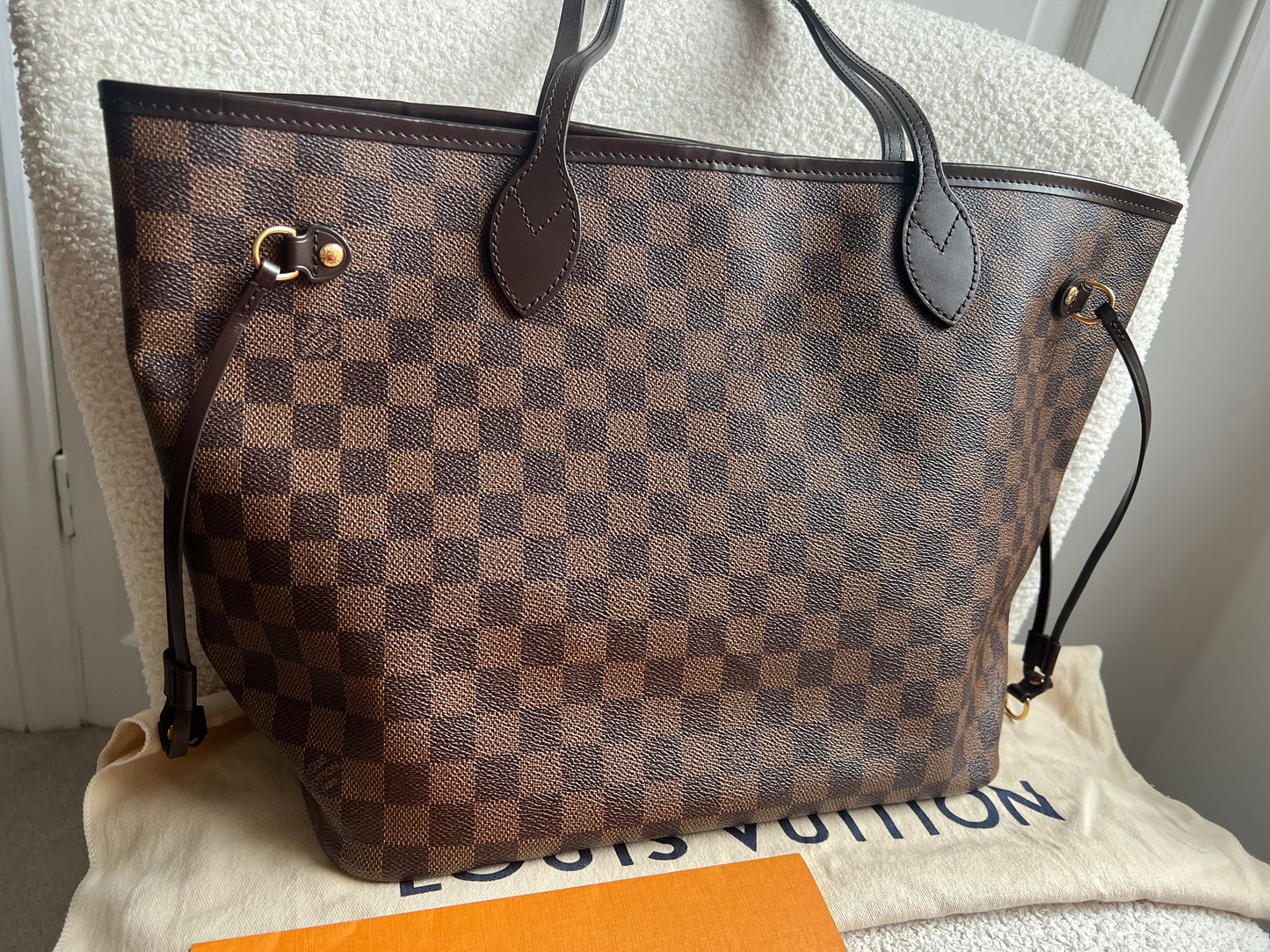 Louis Vuitton Neverfull MM Damier Ebene Rose Ballerine (RRP £1430)