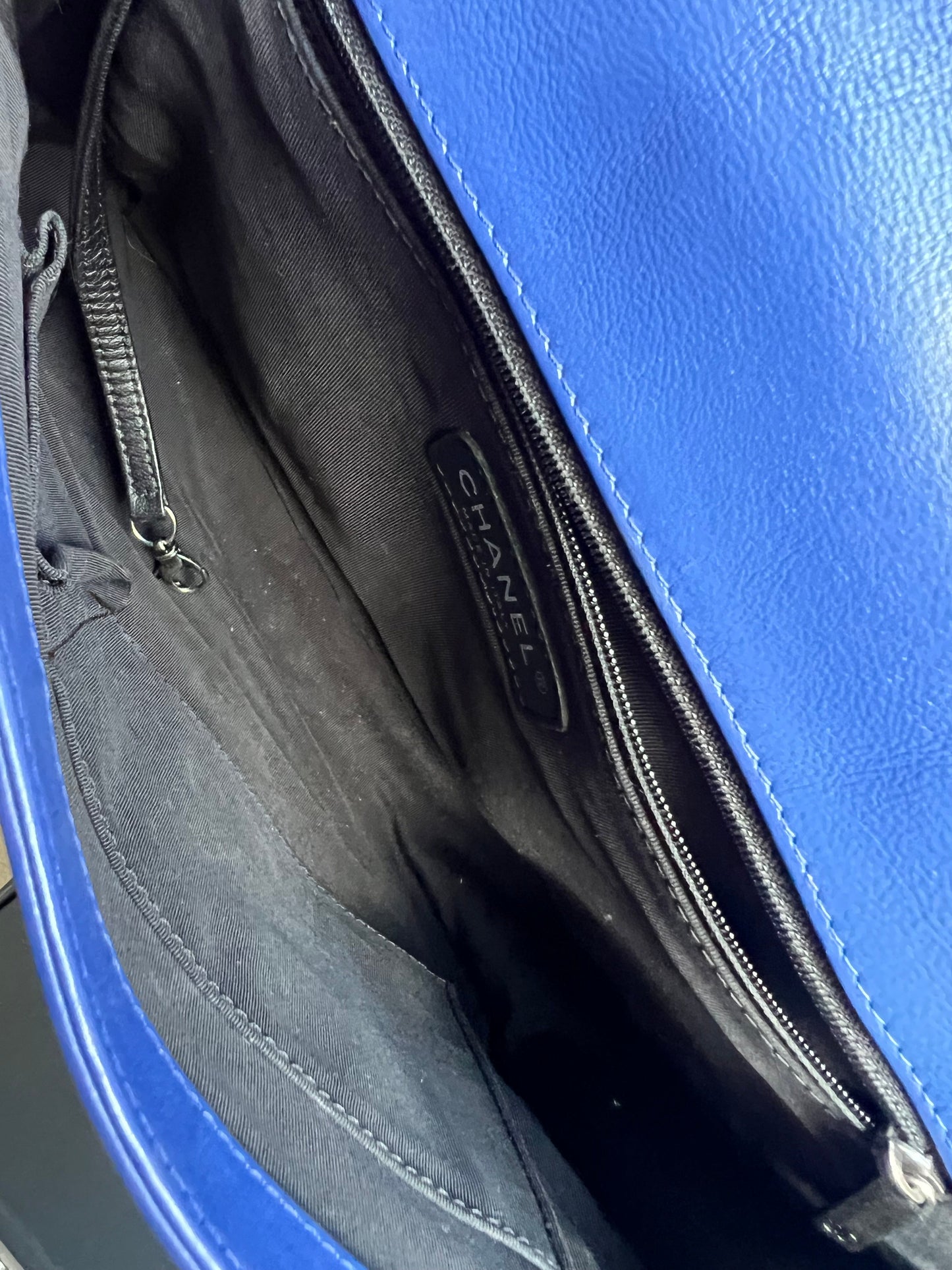 Chanel Blue Lambskin Large Boy Bag