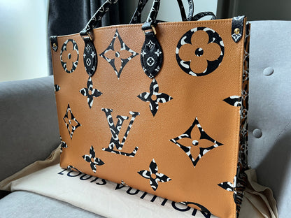 Louis Vuitton Limited Edition On the Go GM Jungle Giant Monogram Ivory Havana Beige (RRP £2,450)