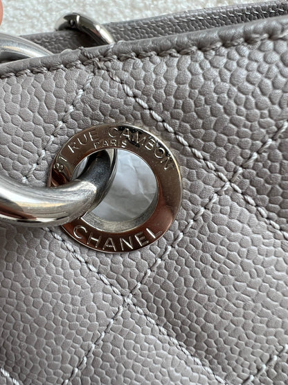 Chanel Grey Caviar Grand Shopper Tote (GST) Silver Hardware