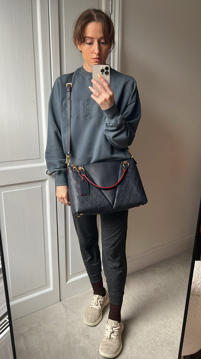 Louis Vuitton V Tote MM Navy Empreinte (RRP £2,390)