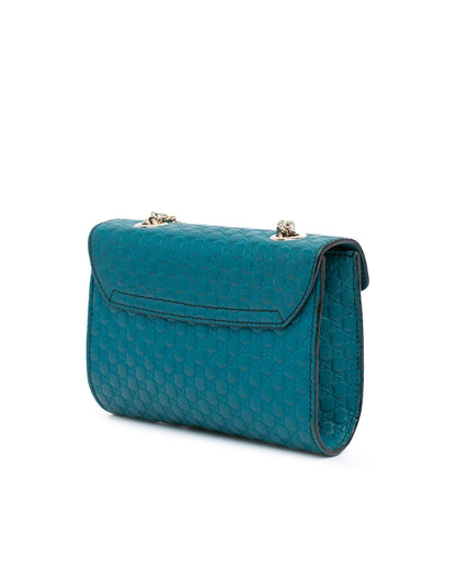 Mini Embossed Leather Crossbody with Chain Strap and Tassel Detail