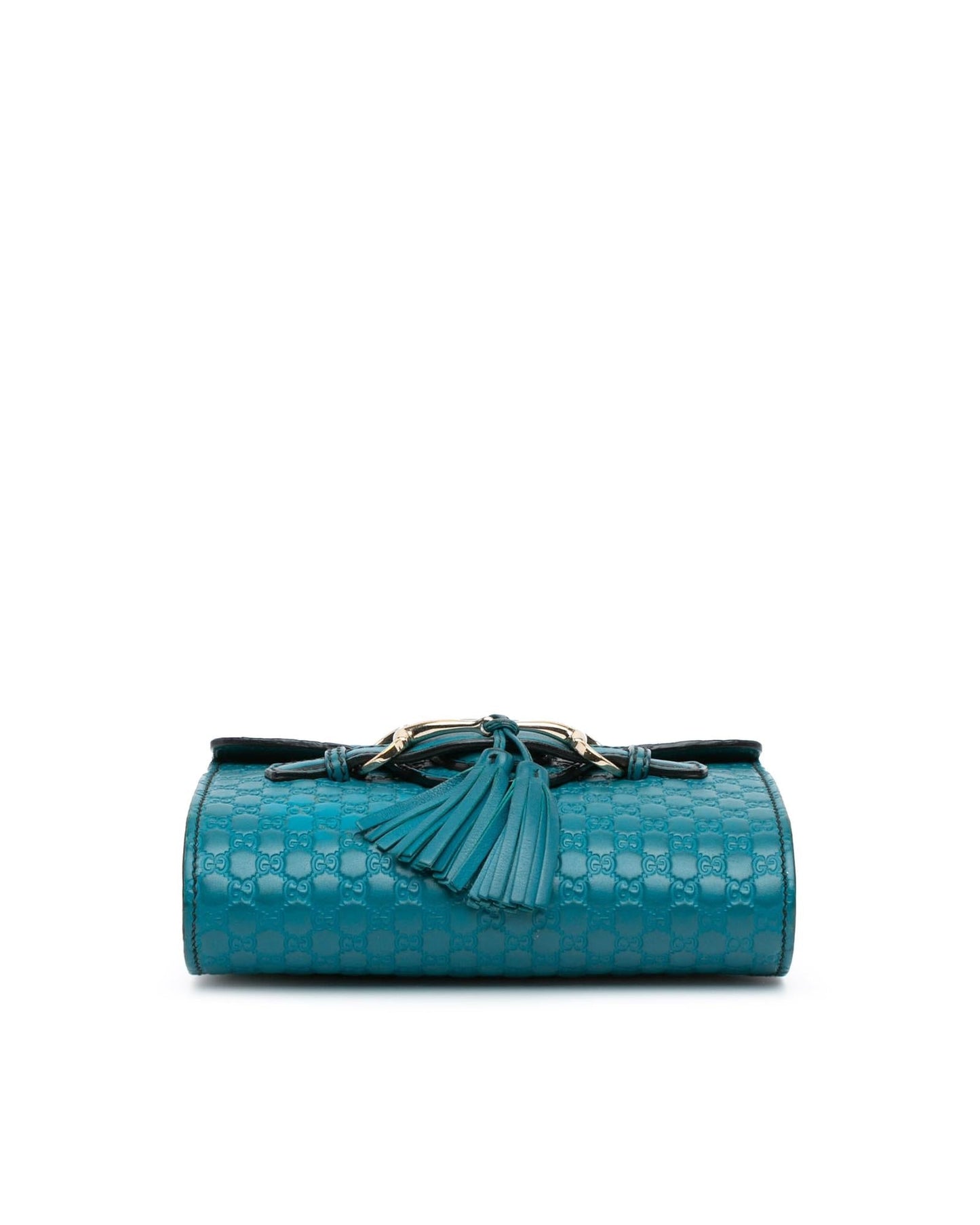 Mini Embossed Leather Crossbody with Chain Strap and Tassel Detail