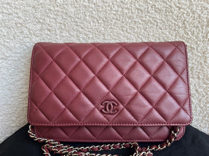 Chanel Burgundy Lambskin Wallet on Chain