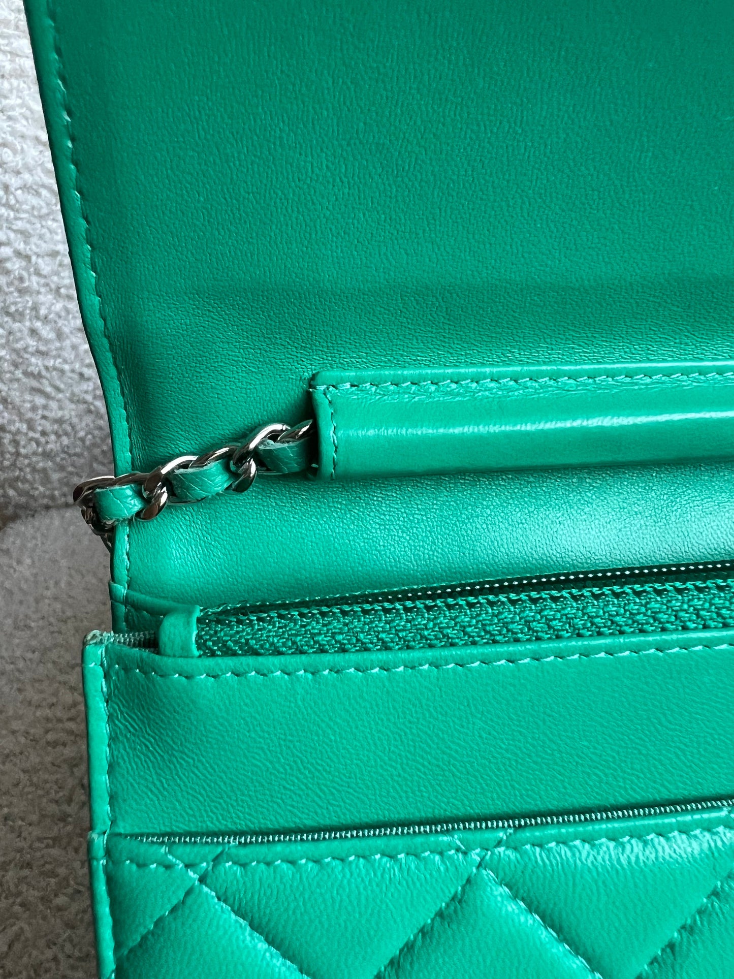 Chanel Turquoise Lambskin Wallet on Chain (RRP £2,930)